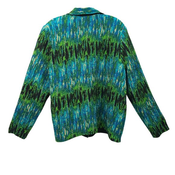 Choices Woman Reversible Jacket Size 1X Jewel Tone Abstract Pucker Knit Artsy - Picture 3 of 16
